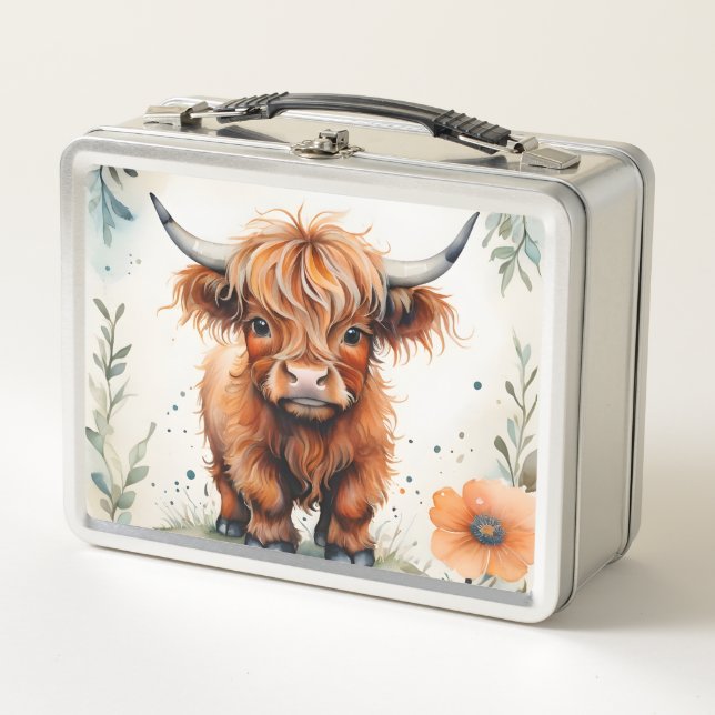 Cubo Highland Calf Animal Farm Cow Nombre Kid (Anverso)