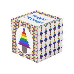 Cubo Hombres gay arcoiris árbol de Navidad y presenta P