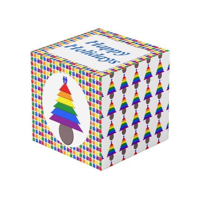 Cubo Hombres gay arcoiris árbol de Navidad y presenta P (Angulo Anverso)