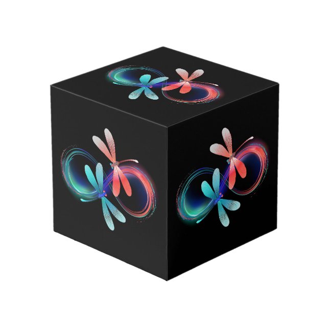 Cubo Infinito con libélulas brillantes (Angulo Anverso)