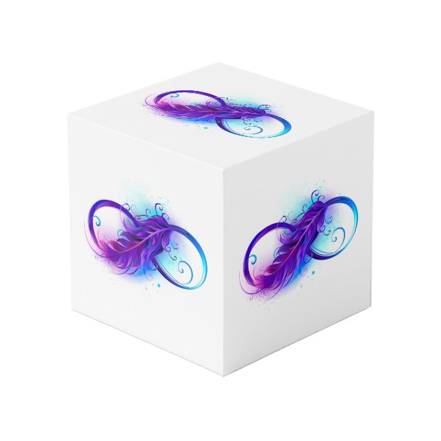 Cubo Infinito con pluma púrpura (Angulo Anverso)