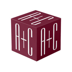 Cubo Iniciales de parejas simples   Blanco y Borgoña