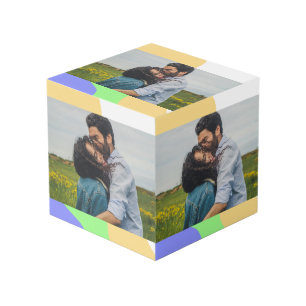 Cubo invitación simple mínima con monograma de foto y n