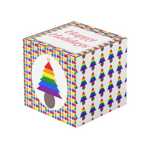Cubo Lesbianas arcoiris Árbol y regalo de Navidad