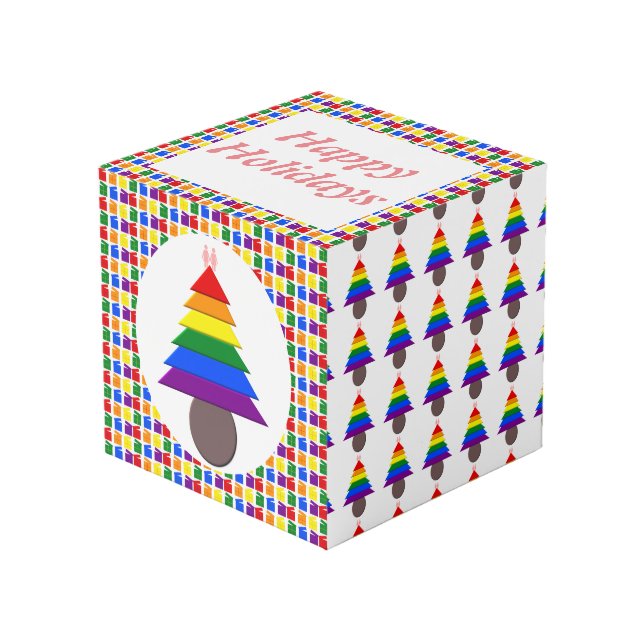 Cubo Lesbianas arcoiris Árbol y regalo de Navidad (Angulo Anverso)