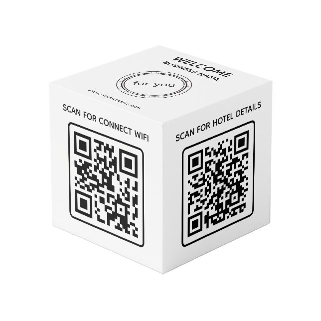 Cubo Logo de negocios de hotel Código QR Wifi Otra tabl (Angulo Anverso)