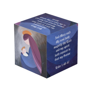 Cubo Madonna y madera maciza infantil 4" x 4"