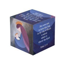 Cubo Madonna y madera maciza infantil 4" x 4"