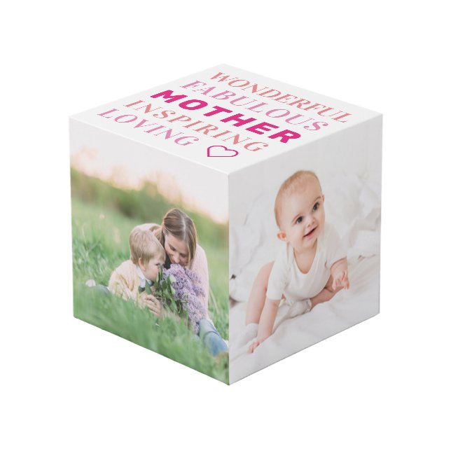 Cubo Madre familia Collage de fotos tipografía moderna (Angulo Anverso)