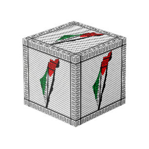 Cubo Mapa palestino con bandera y patrón de Keffiyeg