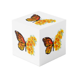 Cubo Mariposa de flores con amapola amarilla de Califor
