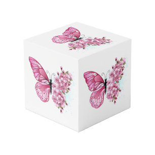 Cubo Mariposa de flores con Sakura rosa