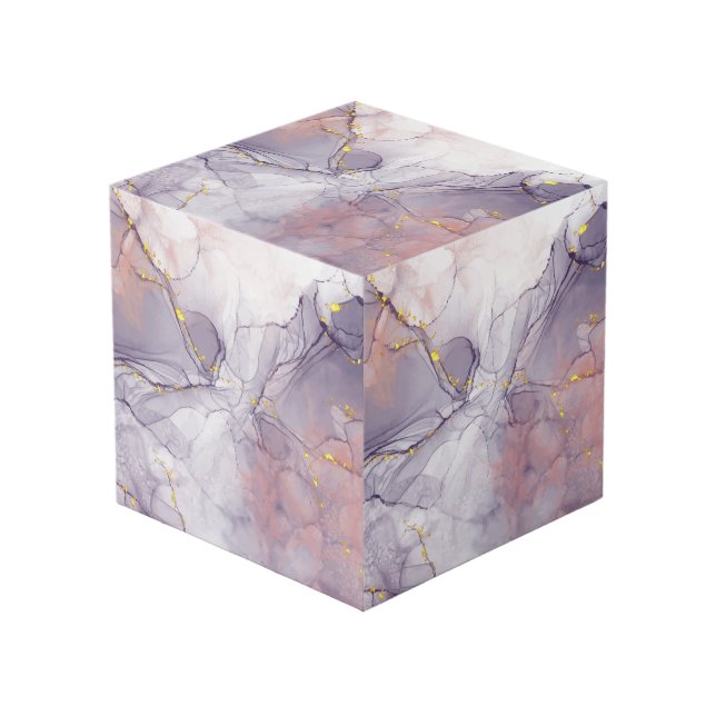 Cubo Mármol violeta y dorado (Angulo Anverso)