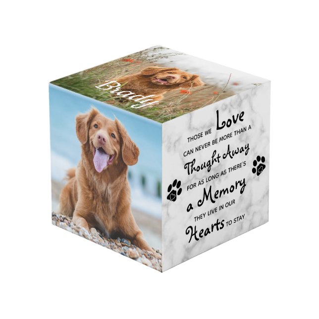 Cubo Mascota Memorial Personalizado Perro Keepsake Foto (Angulo Anverso)