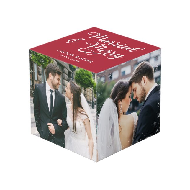 Cubo Matrimonio de recién casados Primera foto roja de  (Angulo Anverso)