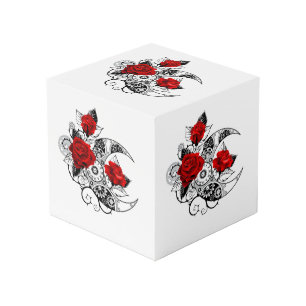 Cubo Media luna mecánica con rosas rojas