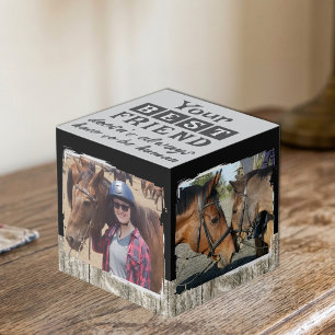 Cubo Mejor amigo caballo 4 foto gris negro rústico