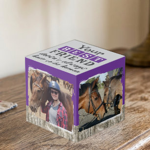 Cubo Mejor amigo caballo 4 foto gris púrpura rústico