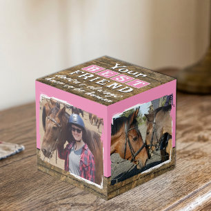 Cubo Mejor amigo caballo 4 foto marrón rosa rústico