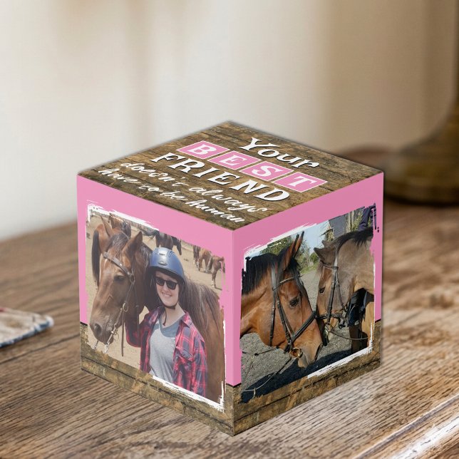 Cubo Mejor amigo caballo 4 foto marrón rosa rústico (Subido por el creador)