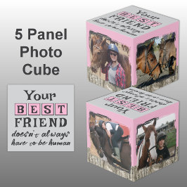 Cubo Mejor amigo del caballo 4 rosa gris foto rústico