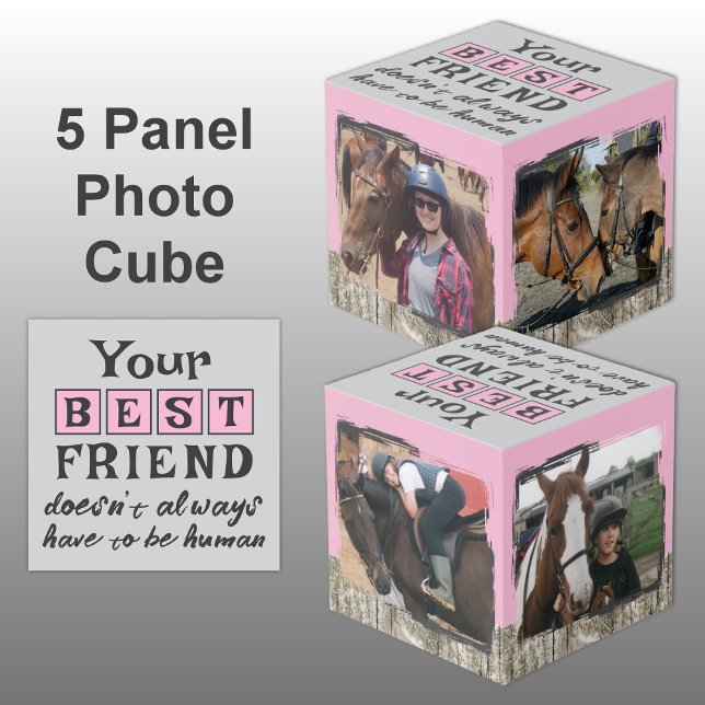 Cubo Mejor amigo del caballo 4 rosa gris foto rústico (Subido por el creador)