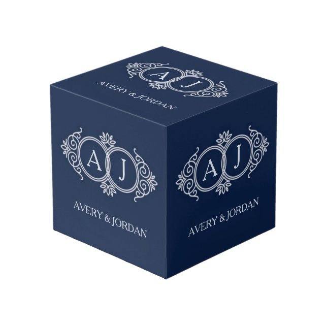 Cubo Monogram initials wedding  frame minimal design  (Angulo Anverso)