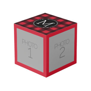 Cubo Monograma del patrón de patrón de búfalo rojo y ne