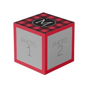 Cubo Monograma del patrón rojo y negro ruso