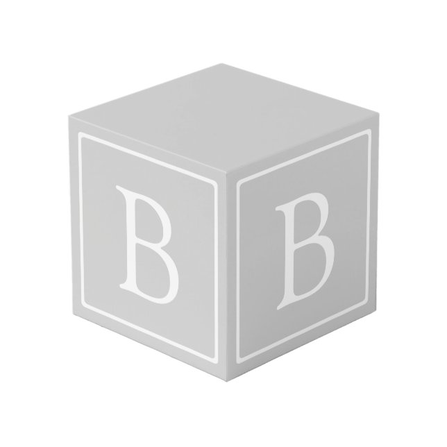 Cubo Monograma Simple Gris Claro (Angulo Anverso)