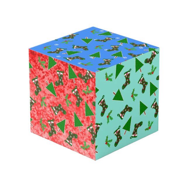 Cubo Motivos Navideños Diseño Festivo  (Angulo Anverso)