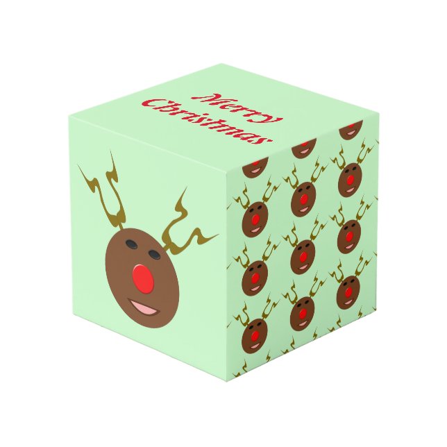 Cubo Navidades cibernéticos Personalizado de renos Foto (Angulo Anverso)