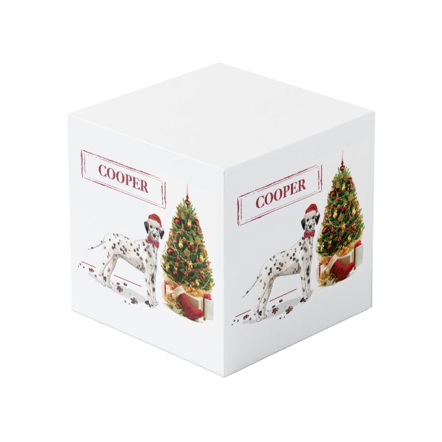 Cubo Navidades divertidos: Perro y árbol dalmatianos (Angulo Anverso)
