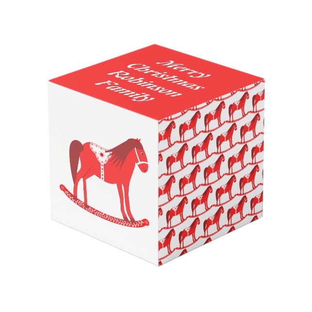Cubo Navidades escandinavos Personalizado de caballos r (Angulo Anverso)