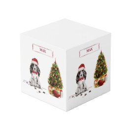 Cubo Navidades graciosos de Cocker Spaniel con árbol