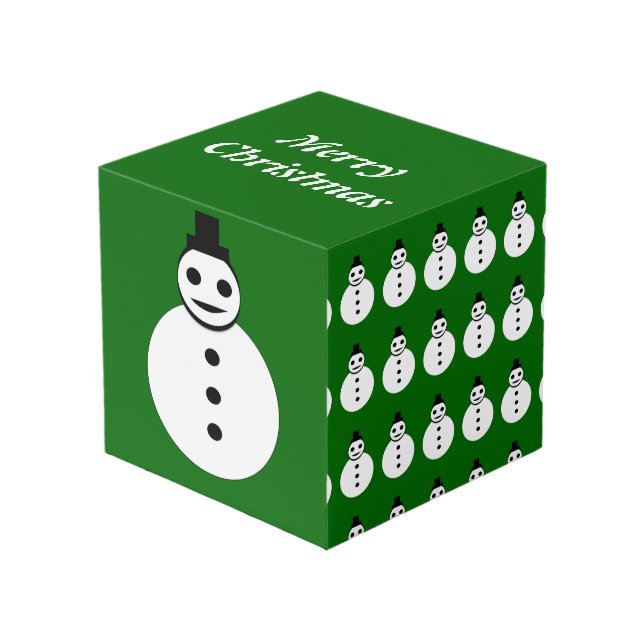 Cubo Navidades sonrientes Personalizado de Snowman foto (Angulo Anverso)