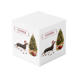 Cubo Negro y Tan Dachshund Navidades graciosos perro