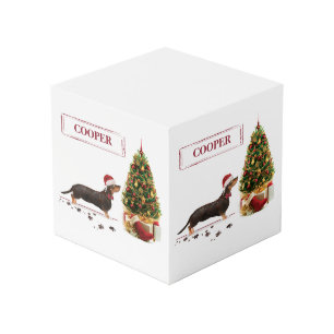 Cubo Negro y Tan Dachshund Navidades graciosos perro