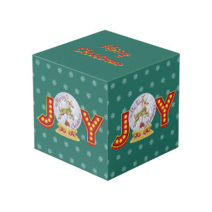 Cubo Nevada vintage de Navidad globo de renos copos de 