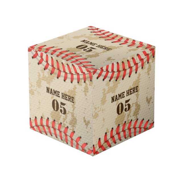 Cubo Nombre de béisbol vintage personalizado número ret (Angulo Anverso)