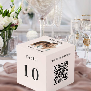 Cubo Número de tabla barra de código QR menú foto rosa