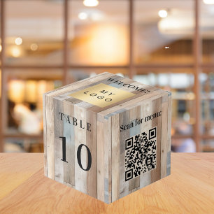 Cubo Número de tabla Código QR logotipo de negocio de d