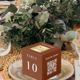 Cubo Número de tabla Código QR menú de código marrón lo