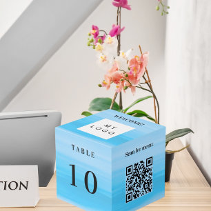 Cubo Número de tabla Código QR menú playa comercial log