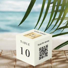 Cubo Número de tabla Menú de código QR logotipo de nego