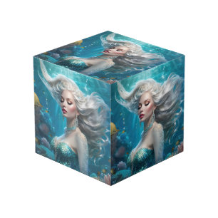Cubo Océano turquesa de pelo plateado de sirena