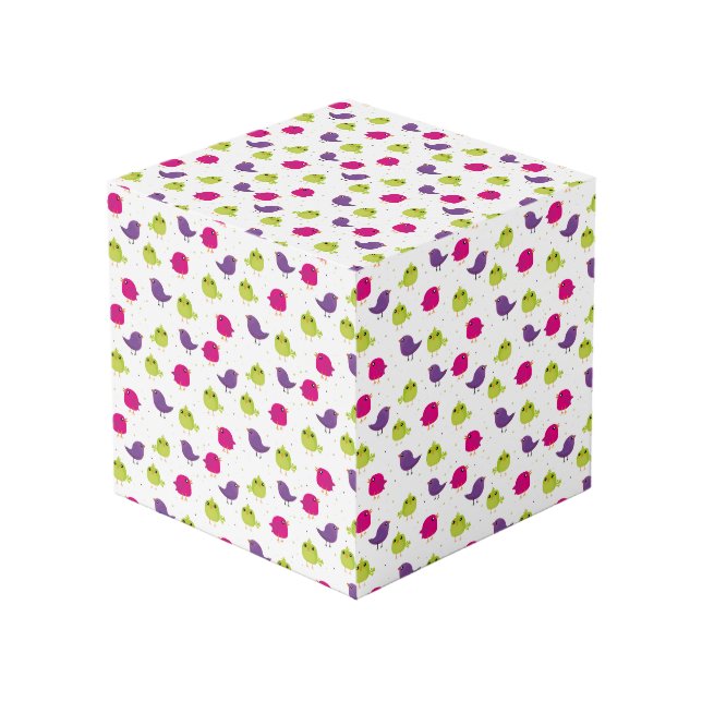 Cubo Pájaros coloridos lindos (Angulo Anverso)