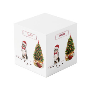 Cubo Pastor Australiano Divertido Perro de Navidad con 