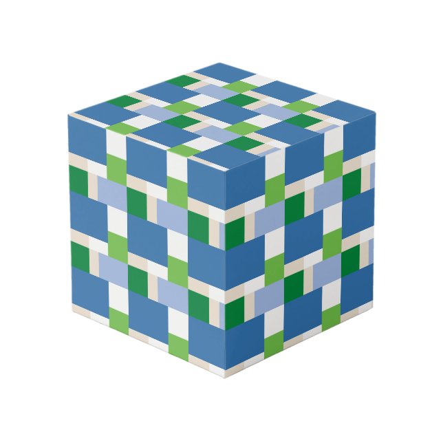 Cubo patrón azul y verde (Angulo Anverso)