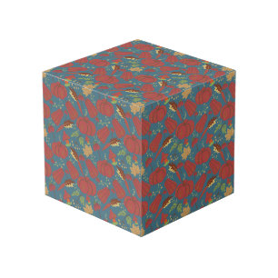 Cubo Patrón continuo de calabaza y zanahoria rojo y azu